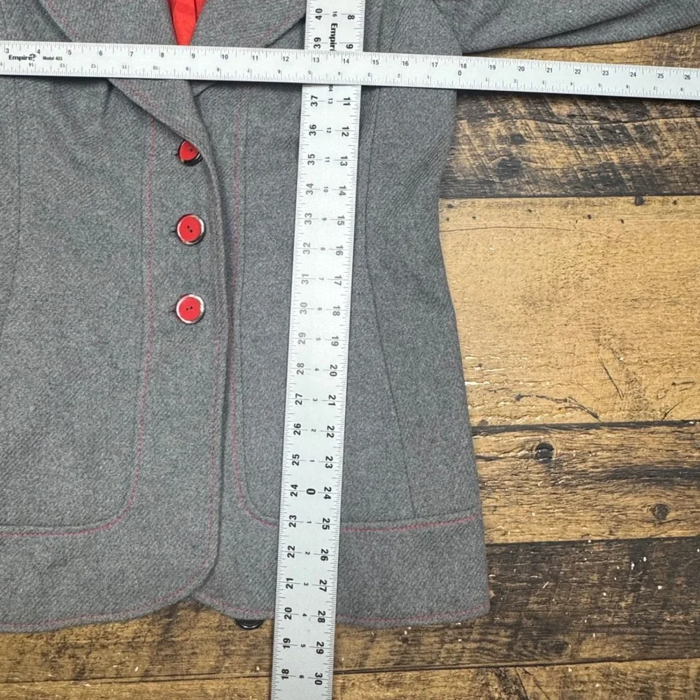 Windsmoor Wool Coat Herringbone Blazer‎ Jacket Red Lined Made in England - Picture 4 of 9